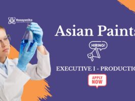 Executive Jobs at Asian Paints | MSc Chemistry Jobs