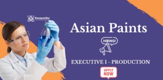 Executive Jobs at Asian Paints | MSc Chemistry Jobs