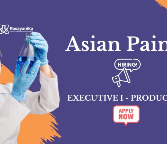 Executive Jobs at Asian Paints | MSc Chemistry Jobs
