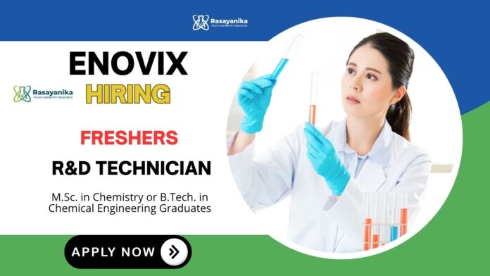 Freshers Chemistry Job at Enovix Apply Now for Research Technician Role Freshers Chemistry Job at Enovix Apply Now for Research Technician Role