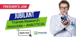 Freshers Jobs at Jubilant | Trainee Research Associate - ANALYTICAL