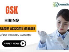 GSK Career Chemistry Job in Bangalore Regulatory Associate Manager Position