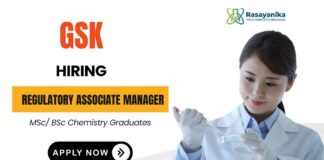 Regulatory Associate Manager at GSK | MSc Chemistry Candidates Apply Now GSK Career Chemistry Job in Bangalore Regulatory Associate Manager Position