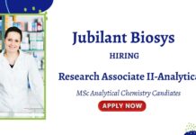 Research Associate Jobs at Jubilant Biosys | MSc Analytical Chemistry Jobs