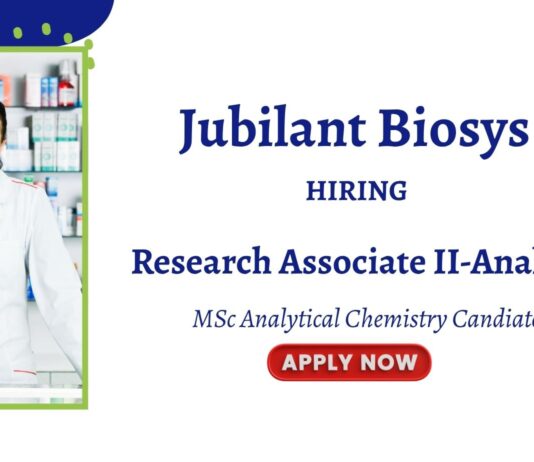 Research Associate Jobs at Jubilant Biosys | MSc Analytical Chemistry Jobs