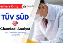 Chemical Analyst Jobs at TUV SUD | MSc Chemistry Freshers Apply Now 