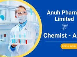 Chemist Jobs at Anuh Pharma | MSc Chemistry Candidates Apply Now