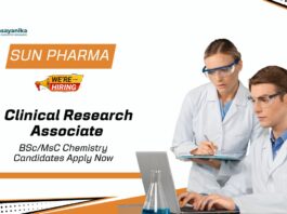 Clinical Research Associate Jobs at SunPharma | MSc Chemistry Candidates Apply 