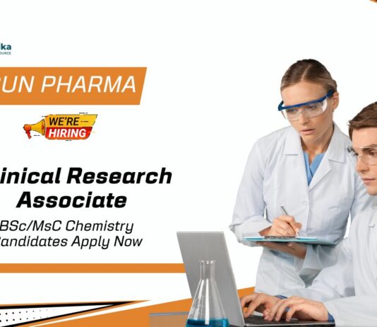 Clinical Research Associate Jobs at SunPharma | MSc Chemistry Candidates Apply 