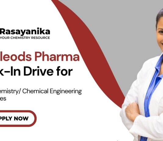 Macleods Pharmaceuticals Ltd Vacancy – Walk-in Interview for Chemistry Job