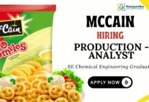 Production Analyst Role at McCain | Chemical Engineers Apply Now McCain Careers Production Analyst Role Apply Now for Chemical Engineering Job