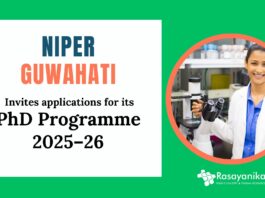 PhD Programme 2025-26 at NIPER Guwahati | Chemistry Candidates Apply