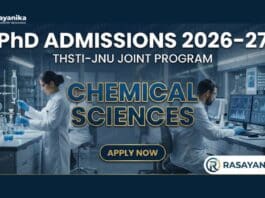 PhD Admissions at THSTI–JNU 2026-27 | Apply for Chemical Sciences 