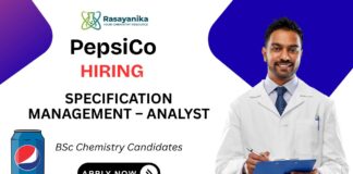 Pepsico Careers Specification Management Analyst Chemistry Jobs in Hyderabad