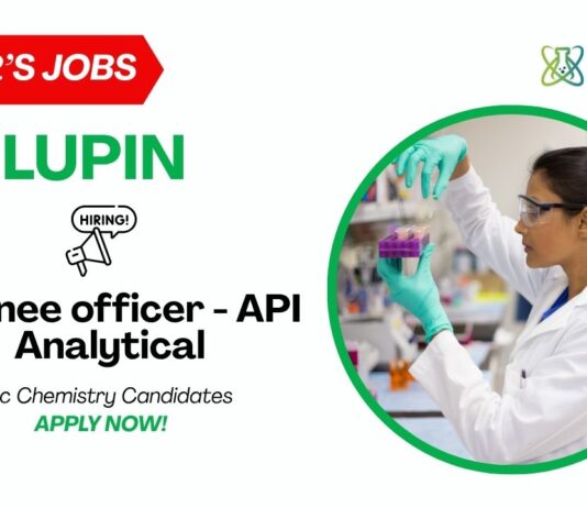 Freshers Chemistry Jobs at Lupin | Apply for Trainee Officer - API Analytical