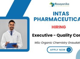 QC Job Intas Pharmaceuticals-Organic Chemistry Job 