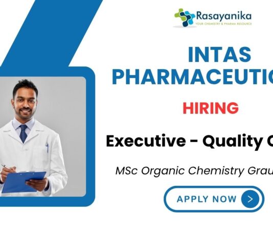 QC Job Intas Pharmaceuticals-Organic Chemistry Job 