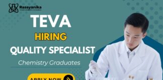 Quality Specialist Job at Teva MSc Chemistry Graduates Apply Now