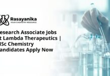 Research Associate Jobs at Lambda Therapeutics | MSc Chemistry Candidates Apply 