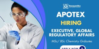 Regulatory Affairs Job at Apotex | MSc Organic Chemistry Graduates Apply Now