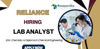 Reliance Careers 2025 Lab Analyst Vacancy in Vadodara-Chemical Engineering Job