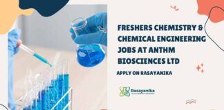 Freshers Chemistry Jobs at Anthem Biosciences Ltd - Apply on Rasayanika