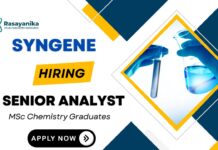 Analyst Job at Syngene | MSc Chemistry Graduates Apply Now Syngene Careers Senior Analyst Job Apply Now for Chemistry Job