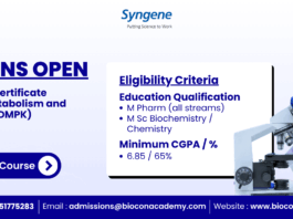 Syngene–JSS AHER Certificate Program Admissions Open For Batch 1