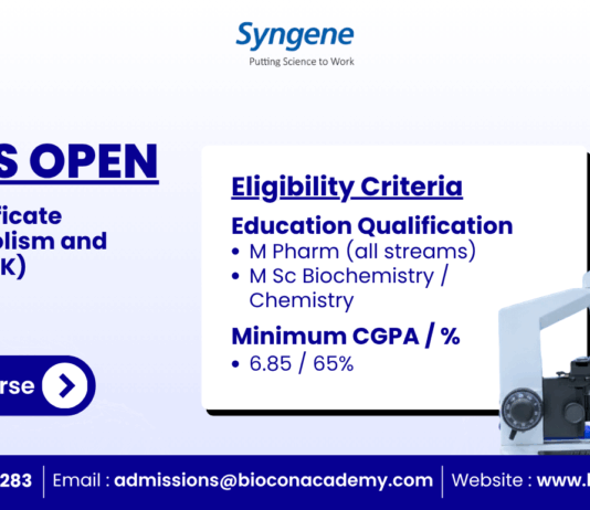 Syngene–JSS AHER Certificate Program Admissions Open For Batch 1