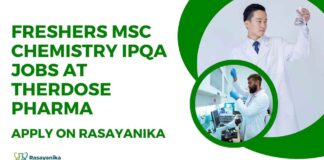 MSc Chemistry IPQA Jobs at Therdose Pharma