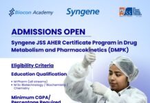 Syngene JSS AHER Certificate Program in Drug Metabolism and Pharmacokinetics (DMPK) | Batch 1 Admissions Open Syngene JSS AHER Certificate Program Admissions Open For Batch 1
