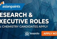 Research Jobs at Asian Paints | MSc Chemistry Jobs