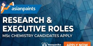 Research Jobs at Asian Paints | MSc Chemistry Jobs