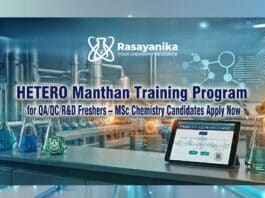 Freshers Jobs at Hetero | MSc Chemistry Candidates Apply for Manthan Training (QA/QC/R&D)