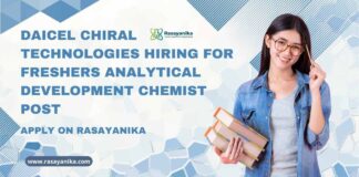 Freshers MSc Analytical Chemistry Jobs at Daicel Chiral Technologies