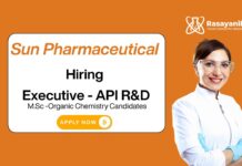 Executive Jobs at Sun Pharma | MSc Organic Chemistry Apply Now