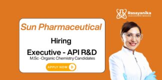 Executive Jobs at Sun Pharma | MSc Organic Chemistry Apply Now