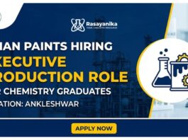 Executive Jobs at Asian Paints | MSc Chemistry Jobs