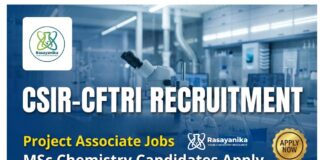 Project Associate Jobs | CSIR-CFTRI Recruitment MSc Chemistry Candidates Apply