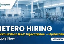R&D Jobs at Hetero | FRD Injectables Job Role in Hyderabad Apply 