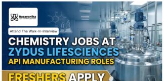 Chemistry Jobs at Zydus Lifesciences | API Manufacturing Roles | Freshers Apply
