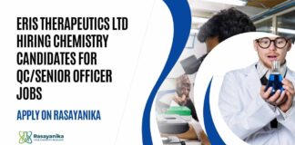 Chemistry QC Officer Jobs at Eris Therapeutics Ltd