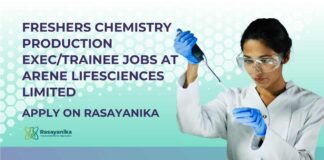 Freshers BSc Chemistry Trainee Jobs at Arene Lifesciences Limited, Apply on Rasayanika