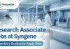 Research Associate Role at Syngene – Process Analytics Career Opportunity Research Associate Jobs at Syngene | Apply Now For The Role