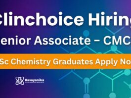 Senior Associate Jobs at ClinChoice | BSc Chemistry Graduates Apply Now