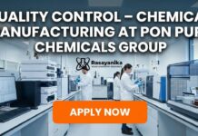 Chemistry Jobs at Gujarat | Apply Now for QC Jobs at at Pon Pure Chemicals Quality Control Jobs at Pon Pure Chemicals Group | Chemistry Graduates Apply Now