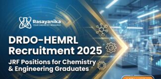 DRDO-HEMRL Recruitment 2025: JRF Positions for Chemistry & Engineering Graduates