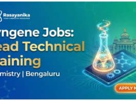 Syngene Jobs as Lead Technical Training | Chemistry Jobs in Bengaluru