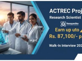 Project Research Scientist Jobs at ACTREC | Attend the Walk-In Interview 