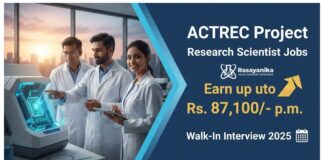 Project Research Scientist Jobs at ACTREC | Attend the Walk-In Interview 